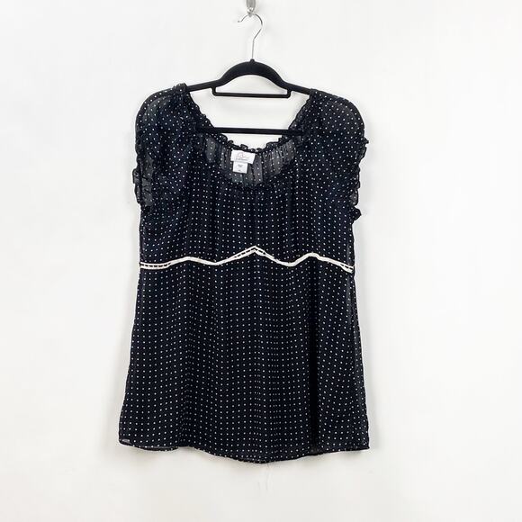 Oh Baby! Motherhood Maternity XL Womens Black Polka Dot Babydoll Blouse Top - Picture 1 of 8